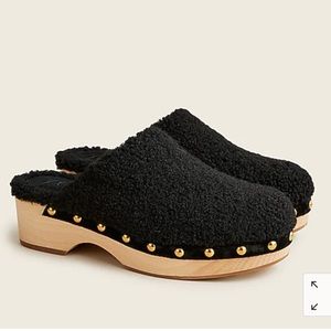 J. Crew Black Sherpa Clogs, size 6.5